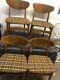 Set Of 4 Mid Century Butterfly Back Dining Chairs With Upholstered Seats Vgc