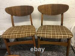 Set Of 4 Mid Century Butterfly Back Dining Chairs With Upholstered Seats VGC