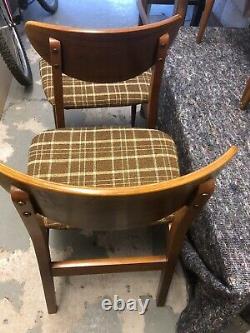 Set Of 4 Mid Century Butterfly Back Dining Chairs With Upholstered Seats VGC