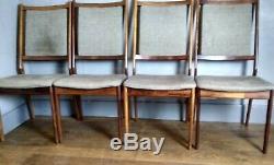 Set Of 4 Mid century Danish Rosewood Spottrup Upholstered Dining Chairs