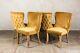 Set Of 4 Mustard Yellow Velvet Dining Chair, Upholstered Side Chair, Button Back