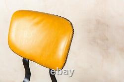 Set Of 4 Saffron Yellow Dining Chairs Upholstered In Cross Stitch Faux Leather