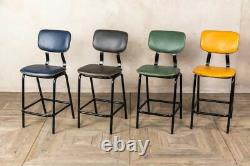 Set Of 4 Saffron Yellow Dining Chairs Upholstered In Cross Stitch Faux Leather