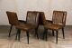 Set Of 4 Upholstered Dining Chairs In Vintage Style Brown Faux Leather Modern