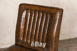 Set Of 4 Upholstered Dining Chairs In Vintage Style Brown Faux Leather Modern