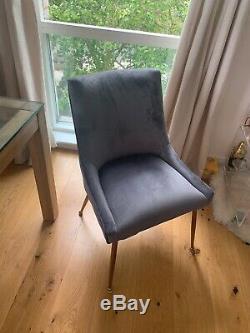 Set Of 6 Beatrix Dining Chairs Upholstered Velvet Grey From Cult Furniture