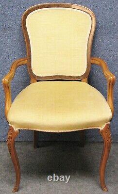 Set Of 6 Epstein Solid Walnut Upholstered Back Dining Chairs