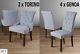 Set Of 6 High Quality Upholstered Dining Chairs Grey Color Fabric Dark Legs