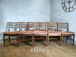 Set Of 8 Mid Century Danish 1970 S Teak Upholstered Dining Chairs