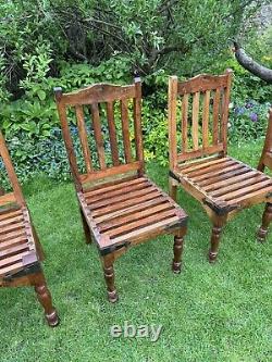 Set Of 8 Solid Heavy Hardwood / Oak Dining Chairs With Carvers Farmhouse