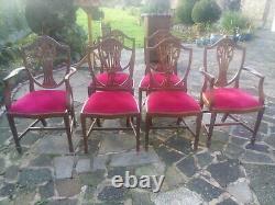 Set Of Chairs Antique Regency Style Dining Chairs With Red Upholstered Seats