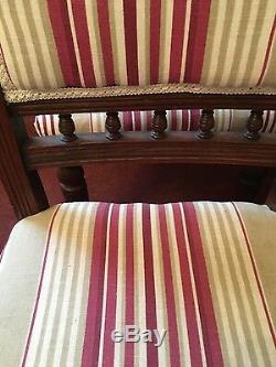 Set Of Four Antique Dining Chairs Newly Upholstered In Laura Ashley Fabric