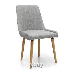 Set Of Grey Upholstered Dining Room Chairs Padded Seat Solid Wooden Legs