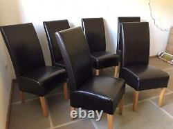 Set Of Six Charlton Real Leather Upholstered Dining Chairs