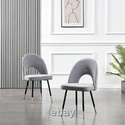 Set of 1/2/4 Dining Chairs Teddy Velvet Kitchen Dinning Room Metal Leg Padded UK