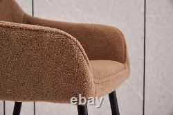 Set of 1/2/4 Dining Chairs Teddy Velvet Upholstered Seat Armchairs withBackrest