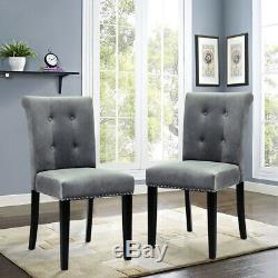 Set of 1/2/4 Dinning Chair Tufted Velvet Upholstered Chairs Armless Ring Studded