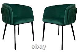 Set of 1/2/4 Soft Velvet Fabric Designer Dining Chairs With Metal Legs