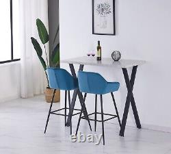 Set of 1/2 Dining Chairs Bar Stools Fabric Upholstered seat Breakfast Bar Stools