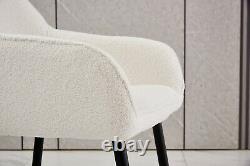 Set of 1/2 Dining Chairs Teddy Velvet Padded Seat Metal Legs Kitchen Chairs UK