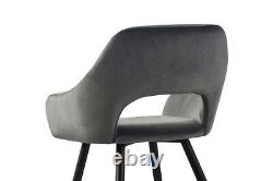 Set of 1/2 Dining Chairs Velvet Upholstered Seat Armchairs with Backrest Kitchen