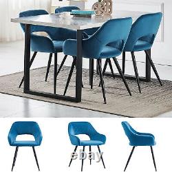 Set of 1/2 Dining Chairs Velvet Upholstered Seat Metal Legs Living Room Lounge