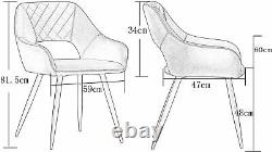 Set of 1/2 Dining Chairs Velvet Upholstered Seat Metal Legs Living Room Lounge