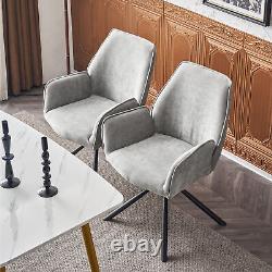 Set of 2 180°Swivel Dining Chairs Kitchen Lounge Chair Upholstered Armchair