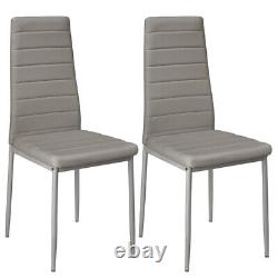 Set of 2 4 6 Dining Chair Faux Leather with Metal Legs Kitchen Chairs High Back