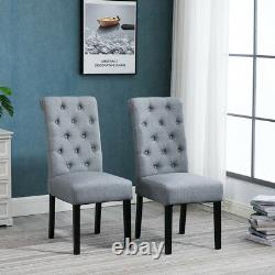 Set of 2/4/6 Dining Chairs Fabric Padded Seat Wooden Legs Dining Room Kitchen BN