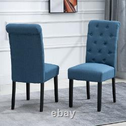 Set of 2/4/6 Dining Chairs Fabric Padded Seat Wooden Legs Dining Room Kitchen BN