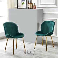 Set of 2/4/6 Dining Chairs Velvet Upholstered Seat Metal Legs Kitchen Restaurant