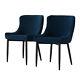 Set Of 2 4 6 Velvet Dining Chairs Upholstered Distressed Lounge Chairs Navy Blue