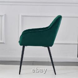 Set of 2/4 Dining Chairs Velvet Armchairs With Backrest Upholstered Seat Home UK