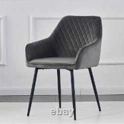 Set of 2/4 Dining Chairs Velvet Armchairs With Backrest Upholstered Seat Home UK