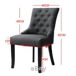 Set of 2/4 Fabric Upholstered Dinning Chair Button Back Living Room Accent Chair