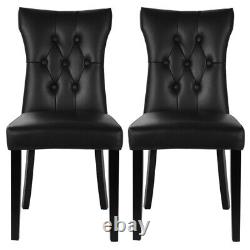 Set of 2/4 Upholstered Button Dining Chair High Back Padded Seat Home Restaurant