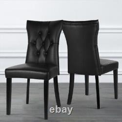 Set of 2/4 Upholstered Button Dining Chair High Back Padded Seat Home Restaurant