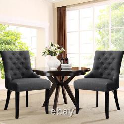 Set of 2/4 Upholstered Dining Chairs High Back Kitchen Dining Room Padded Seat