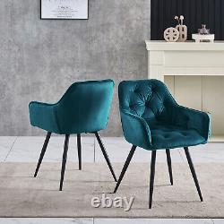 Set of 2/4 Velvet Dining Chairs Metal Legs Chairs Armchair with Backrest