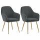 Set Of 2/4pcs Velvet Armchairs Backrest Upholstered Chairs With Gold Metal Legs
