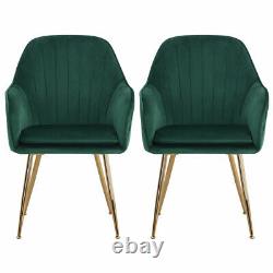 Set of 2/4pcs Velvet Armchairs Backrest Upholstered Chairs With Gold Metal legs