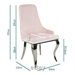 Set of 2 Baby Pink Velvet Dining Chairs with Chrome Legs Angelica ANE001
