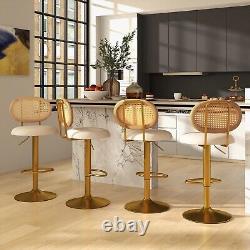 Set of 2 Bar Stools Adjustable Swivel Upholstered Velvet Pub Dining Chairs