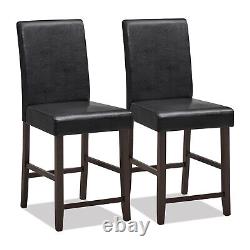 Set of 2 Bar Stools PU Upholstered Bar Counter Height Chair Kitchen Dining Chair