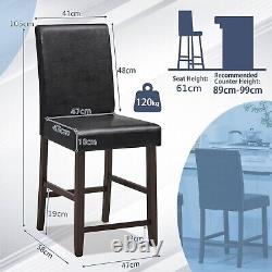 Set of 2 Bar Stools PU Upholstered Bar Counter Height Chair Kitchen Dining Chair