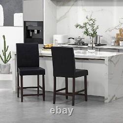 Set of 2 Bar Stools PU Upholstered Bar Counter Height Chair Kitchen Dining Chair