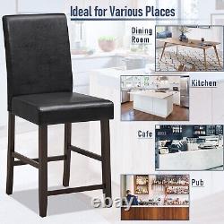 Set of 2 Bar Stools PU Upholstered Bar Counter Height Chair Kitchen Dining Chair