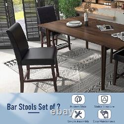 Set of 2 Bar Stools PU Upholstered Bar Counter Height Chair Kitchen Dining Chair