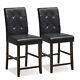 Set Of 2 Bar Stools Upholstered Bar Counter Height Chair With Button-tufted Back